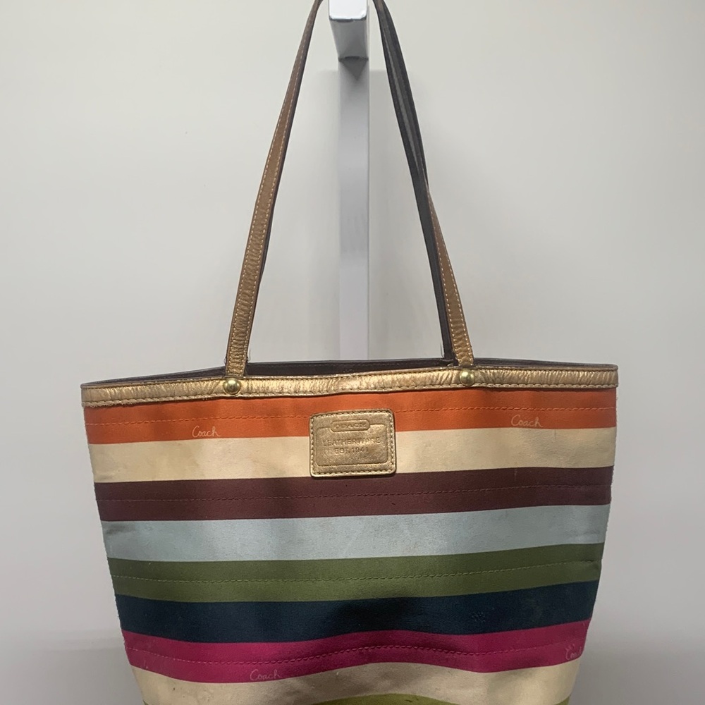 Coach  Legacy Colorful Striped Tote Bag purse handbag